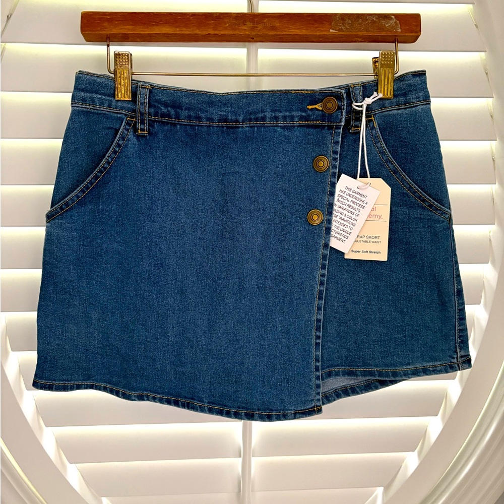 🆕 Social Academy faux wrap denim skirt size girls 16